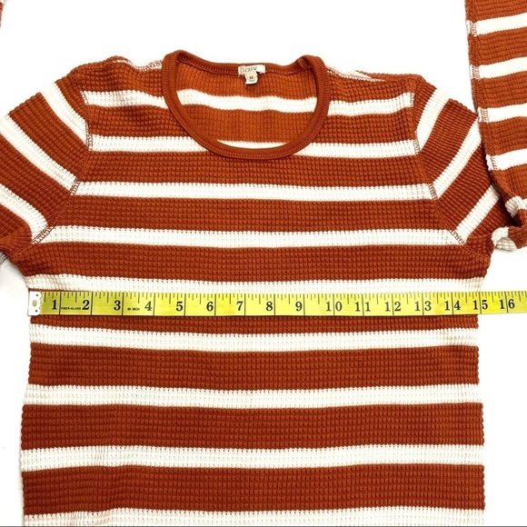 J.crew Striped Waffle Knit Long Sleeve Thermal Shirt Rustic Orange Style 58407 - Picture 8 of 10